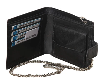 BAWA Mens RFID Real Leather Wallet Credit Card Holder Coin Pocket & Chain Wallet