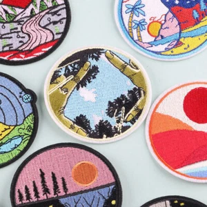 On Embroidered Applique Patch Circle Space Iron Badge Emblem on Sew Day Night - Picture 1 of 49