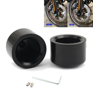 CNC Black Front Axle Caps Nut Covers For Harley Touring Road King Dyna Sportster - Bild 1 von 7