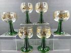 6 Bockling Wine Glasses Set Vintage 4 1/2" Green Beehive Stem German Roemer Lot