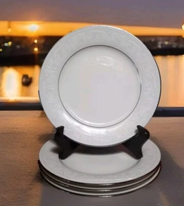 Noritake Ivory China 7087 Trudy Platinum Edge  Salad Plate  8.25" Set of 4 - Picture 1 of 6