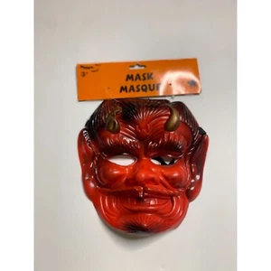 Neu Teufel Maske Rot Kunststoff Grusel Halloween Einheitsgröße Erwachsene - Bild 1 von 4