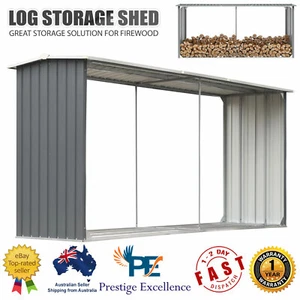 Log Storage Shed Outdoor Garden Firewood Rack Fire Wood Holder Galvanised Steel - Picture 1 of 8