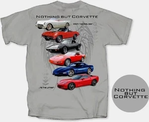 CORVETTE C1-C6 T-SHIRT NOTHING BUT CORVETTE MULTI-GENERATIONS S-L24.99+2XL NEW - Picture 1 of 1