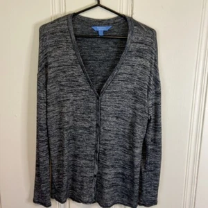 Cárdigan Vera Wang Gris/Negro Abotonado Aberturas Laterales Talla S - Imagen 1 de 10