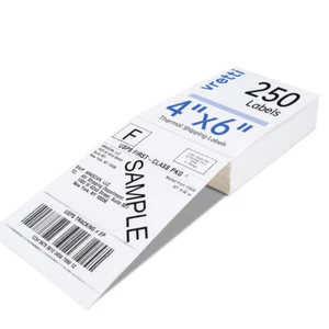 Etiquetas térmicas autoadhesivas de envío VRETTI 4x6 FanFold Zebra 2844 ZP450 Eltron - Imagen 1 de 8