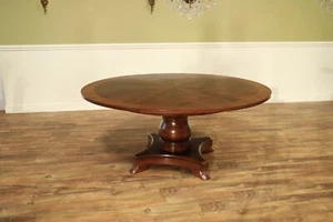 Formal Round to Round Mahogany Jupe Dining Table w Self Storing Leaves EXPANDING - Picture 1 of 20