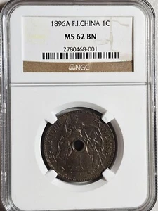 French Indochina 1 Cent 1896A NGC MS 62 BN - Picture 1 of 2