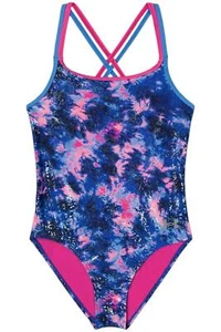 Under Armour Kid's Girl Multi Dye One-Piece Swimsuit Photon Blue - Picture 1 of 2