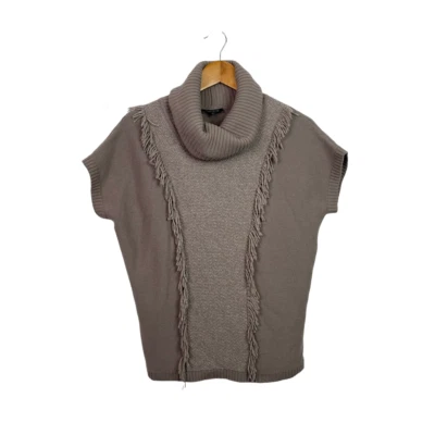 Suéter de manga corta con flecos y capucha para mujer Lafayette 148 talla P (0-2) Foto 1 de 4