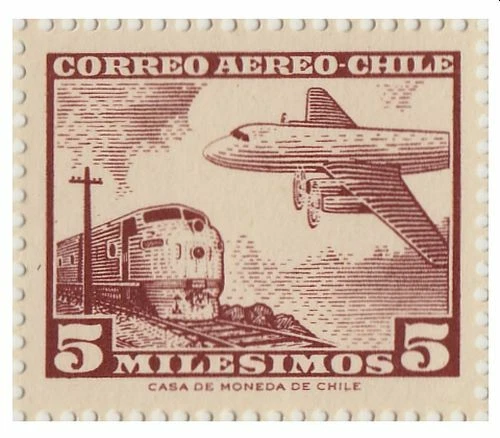 Chile 1964 #655 avión y tren MNH  Foto 1 de 1