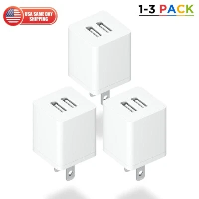 Dual Port USB Fast Home Wall Charger Block 5V 2.1A Power Adapter For iPhone iPod - Image 1 of 4