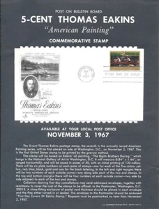 #1335 5c Thomas Eakins Stamp Poster- Unofficial Souvenir Page Flat HC on Cachet - Picture 1 of 1