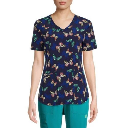 ScrubStar Dainty Flutters Butterfly Nurse Uniform Scrub Top - Choose Size - Image 1 of 1