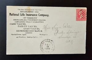 1898 US National Life Insurance Company Advertising Cover Greenfield Stillwater - Picture 1 of 24