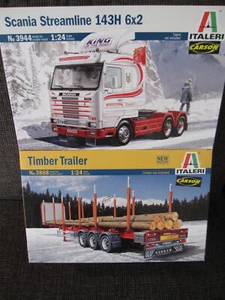 Scania Streamline 143H 6x2 mit Rungenauflieger von Italeri im Maßstab 1:24 *NEU* - Bild 1 von 1