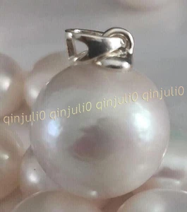 Gorgeous 8-13mm Genuine Natural Round South Sea White Pearl Pendant 14K Gold - Picture 1 of 8