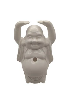 Vintage Benihana JAPAN Smiling Happy Buddha White Ceramic Tiki Drink Mug 8.5" - Picture 1 of 8