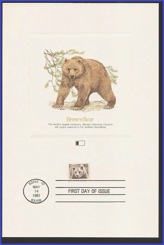 USA3 #1884 U/A FLEETWOOD PROOFCARD FDC   Brown bear - Image 1 of 1