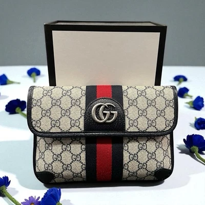 Gucci GG Supreme темно-синий ремень сумка коробка и подлинность размер 32" - Изображение 1 из 4