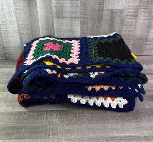 "Acogedora manta de otoño multicolor hecha a mano abuela cuadrada afgana 70x55""" - Imagen 1 de 7