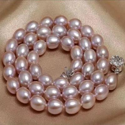 gorgeous 9-10mm south sea oval lavender  pearl necklace 17.5inch 925s(T) - Image 1 of 3