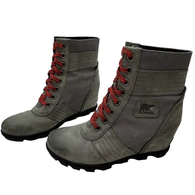 Sorel (11) Lexie Bota de Cuña Cantera Impermeable Tobillo Gris Invierno Nieve Lluvia Foto 1 de 4