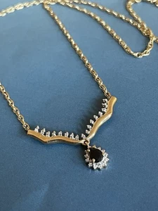 Gargantilla llamativa vintage de cóctel con collar de zafiro de diamantes de oro amarillo de 9 quilates - Imagen 1 de 5