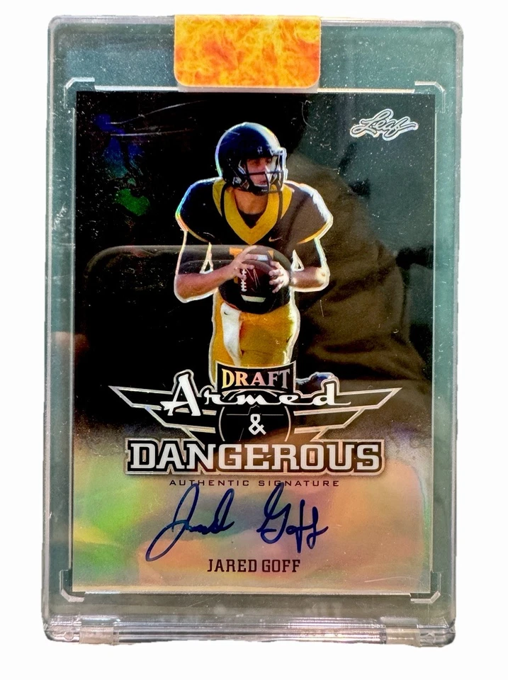 2016 Leaf Metal Draft Jared Goff Autograph Armed & Dangerous Black 10/10 Bookend - Image 1 of 2