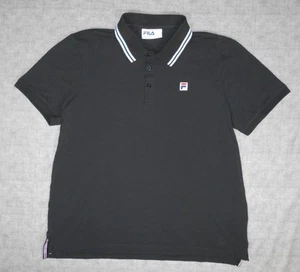 FILA Men’s Tennis Polo Shirt Men’s Short Sleeve Black Cotton/Spandex Size XL - Picture 1 of 7