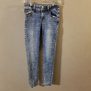 SO Girls Acid Wash Blue Jeans  Adjustsble Waist Size 12 - Picture 1 of 9