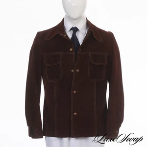 #1 MENSWEAR Vintage William Barry The Roustabout Brown Suede Snap Jacket M NR - Picture 1 of 6