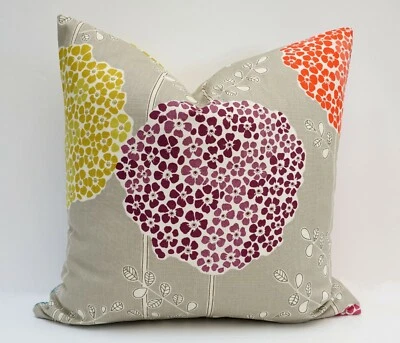 HARLEQUIN "Orsina" CUSHION COVER Berry Red Pink Aqua Zest 16" X 16" - Image 1 of 4