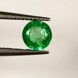 Esmeralda natural de Zambia de 0,58 quilates ~ Piedra preciosa redonda de 5 mm color verde buen brillo - Imagen 1 de 4