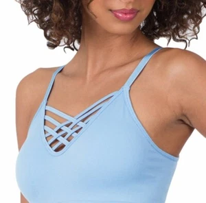 ZENANA Triple Criss Cross Padded Bralette Spring Blue S/M or L/Xl - Picture 1 of 6