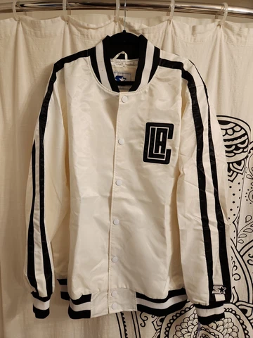 LOS ANGELES CLIPPERS Starter Satin Jacket RARE BLACK WHITE! XXL NEW BEAUTY! 💎🏀 Cover