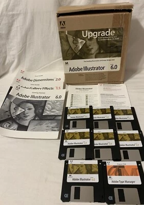 1995 Adobe Illustrator 6.0 UPGRADE - MACINTOSH 3.5” Discs W/ Manuals - NO CD ROM - Image 1 of 4