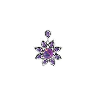 Floral Natural Amethyst Pendant Sterling Silver 925 Hallmarked All Chain Lengths - Image 1 of 3