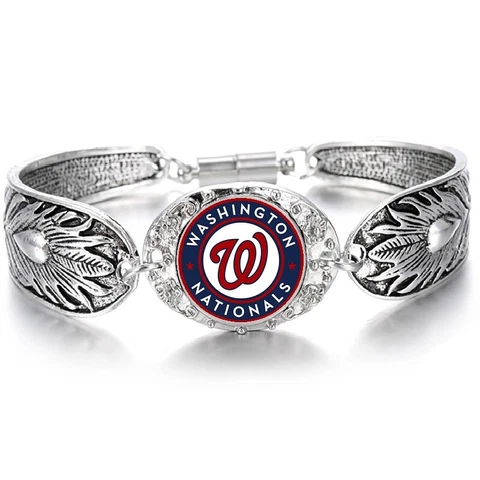 Washington DC Nationals Women's Sterling Silver Bracelet Baseball D3 Cover