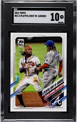 2021 Topps #61 Vladimir Guerrero Jr. Ronald Acuna Jr. Playful Juniors SGC 10 GEM - Image 1 of 2