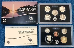 2018-S SILVER 10-coin U.S. PROOF SET, complete with box & COA. - Picture 1 of 1
