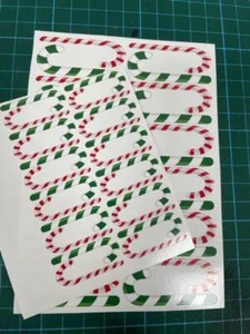 48 candy Cane sticks decals red and green in 2 sizes vinyl decals stickers  - Picture 1 of 8