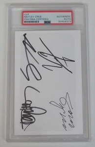 MOTLEY CRUE Signed Autograph Auto 3x5 Index Card Cut by All 4 Slab PSA JSA - Picture 1 of 6