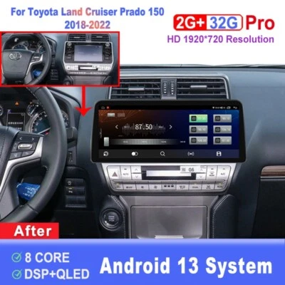 12.3 inch Screen Android Car Radio For Toyota Land Cruiser Prado 150 2018-2022 - Image 1 of 4