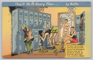 Postcard They'll Do It Every Time by Hatlo, Comic, Lockeroom Scene, Humor - Picture 1 of 2