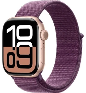 Apple Watch Series 10 42 mm GPS cassa oro rosa con anello sportivo prugna MWWK3LW/A 2024 - Foto 1 di 8