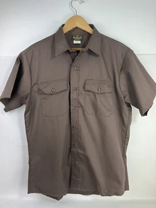NOS DEERSKIN Men's Lrg Brown Short Sleeve Button-Down Poly/Cotton Shirt VTG - Picture 1 of 5