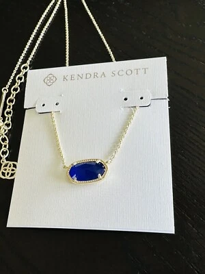Novo com etiquetas Colar Pingente Kendra Scott Elisa Azul Cobalto Tom Dourado Setembro - Imagem 1 de 4