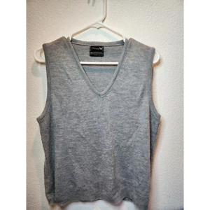 Vintage grandpacore JCPenney Gray Sweater Vest Men M Orlon USA Retro Knit 70s - Picture 1 of 5