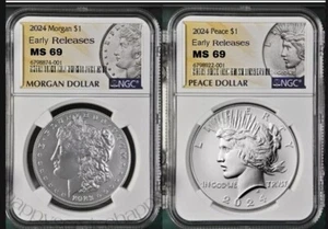 2024 Morgan & Peace Silver Dollar Uncirculated NGC MS69 Early Releases Presale% - Picture 1 of 1